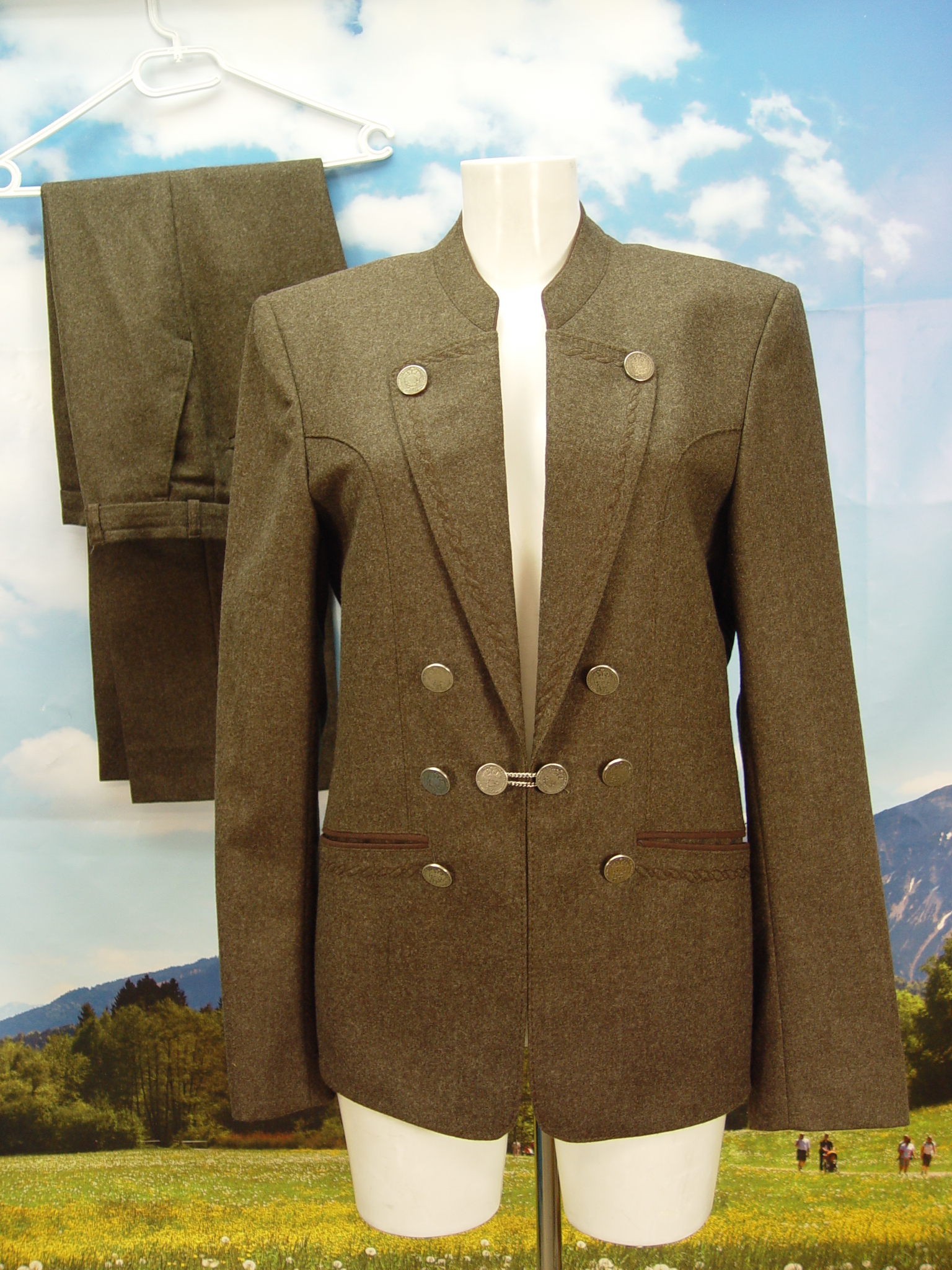 Herren Trachten Walkjacker Anthrazit - 80% Schurwolle, Gefüttert, Mit Hornknöpfen