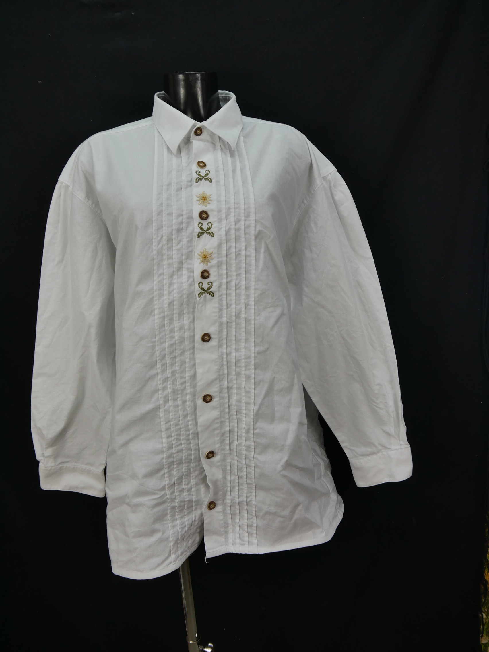Gr.XXL Trachtenhemd Hemd Ifen weiß Baumwolle Edelweiß Stickerei TH1270