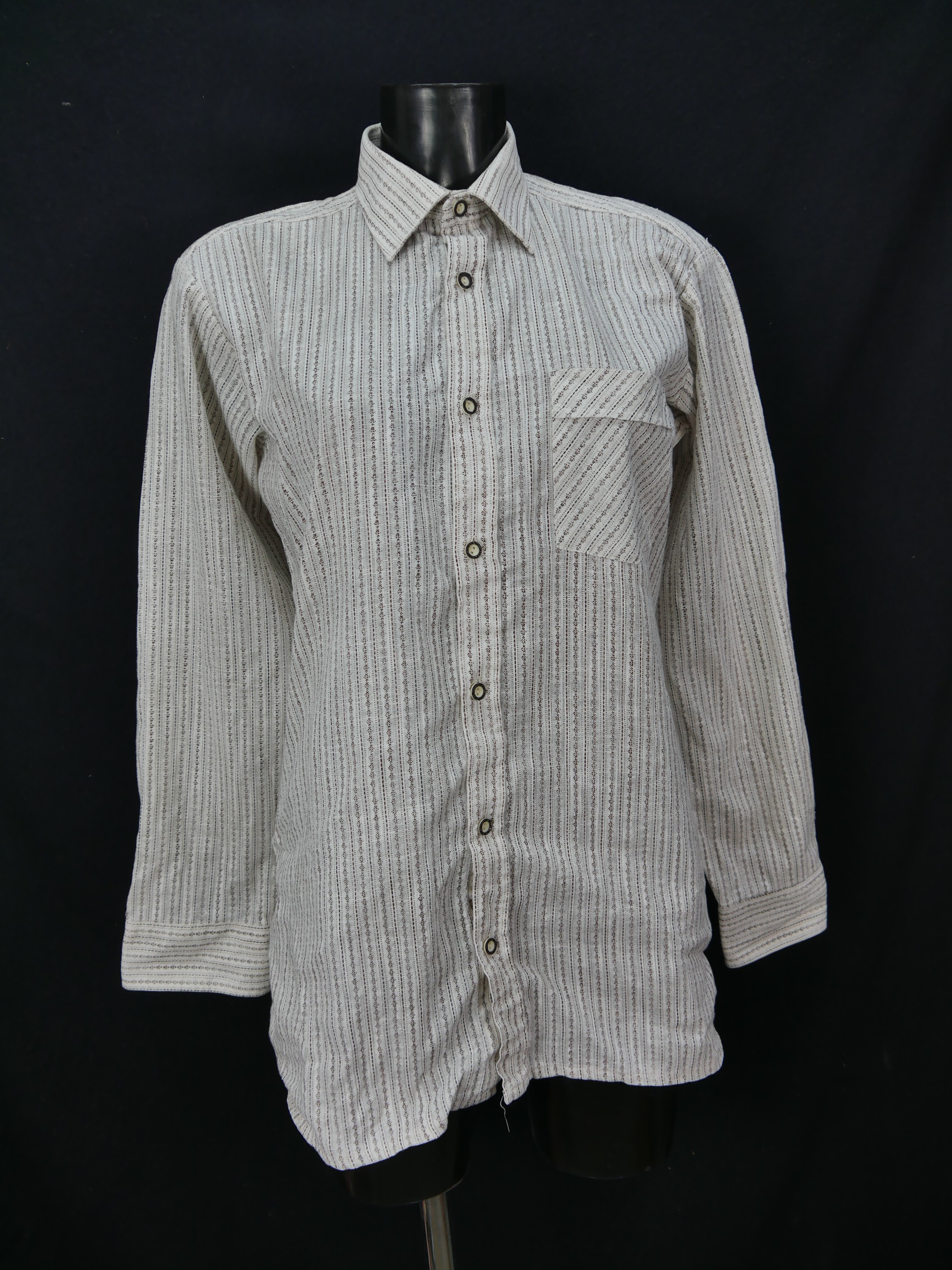 Size M traditional shirt Künzel beige striped thin cotton TH949 ...