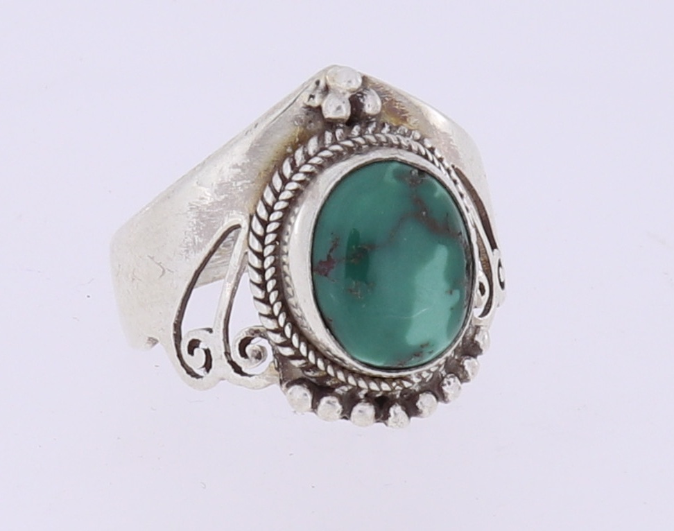 Ring mit Türkis aus echt Silber Größe 57 / 8 ausgesuchte Nepal Qualität VIII-01