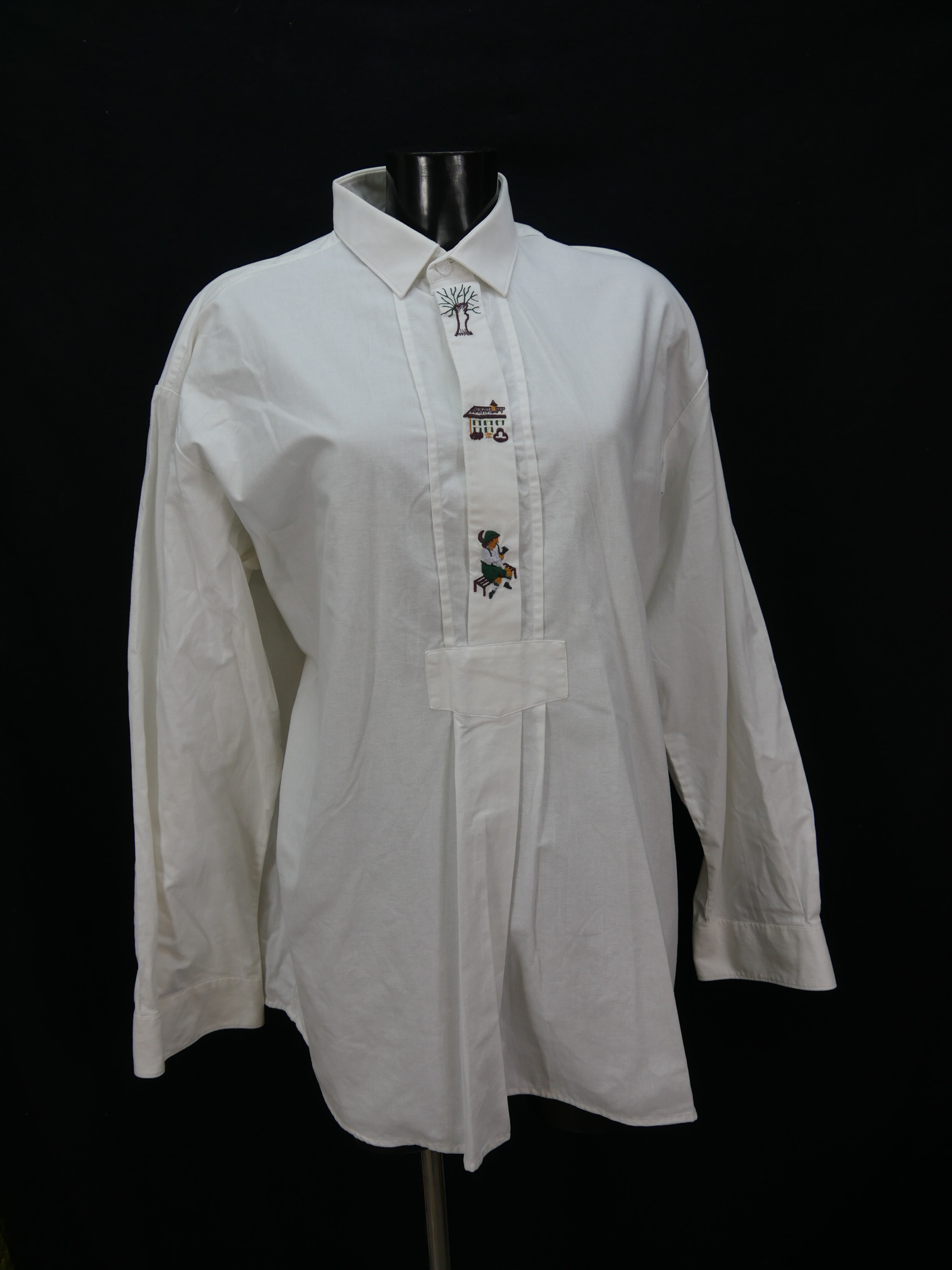 Gr.XL Trachtenhemd Trachten Style weiß Baumwolle Bauern Stickerei Hemd TH1469