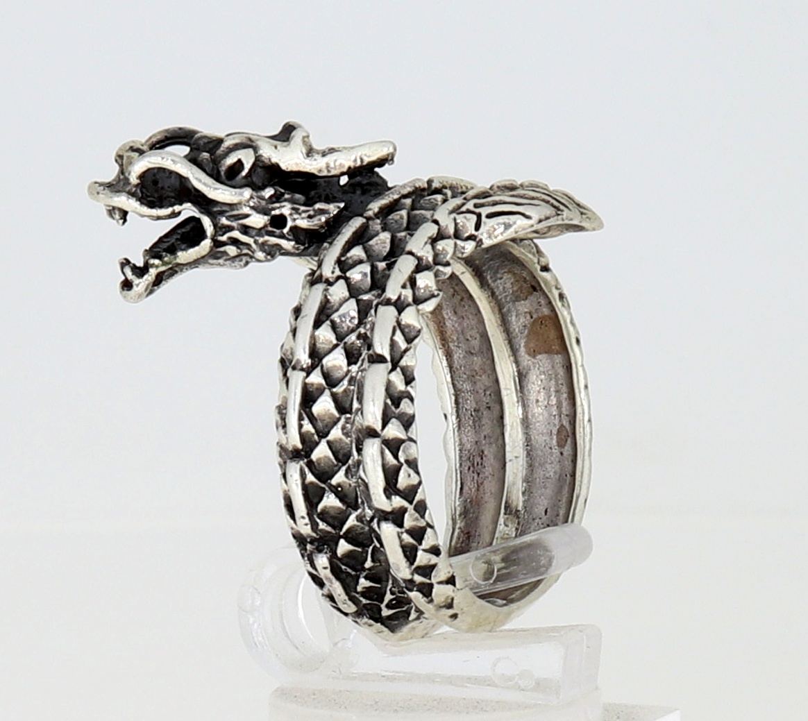 großer Ring mit Drache Silberring Dragon echt Silber Größe 66-12 IX-09