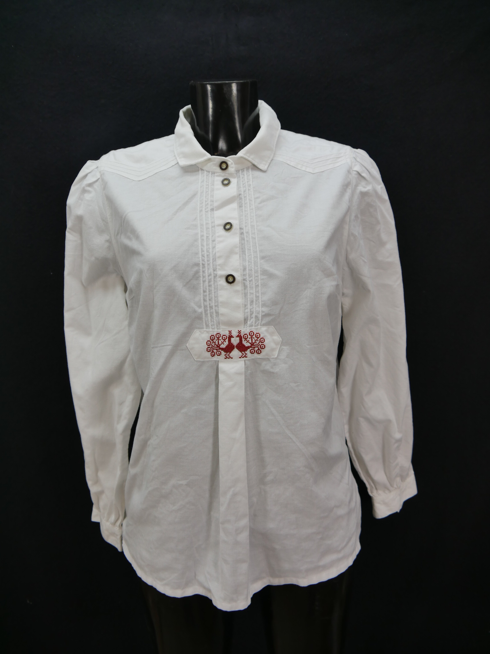 Gr.38 Trachtenbluse Bluse weiß Baumwolle mit Stickerei TB5210