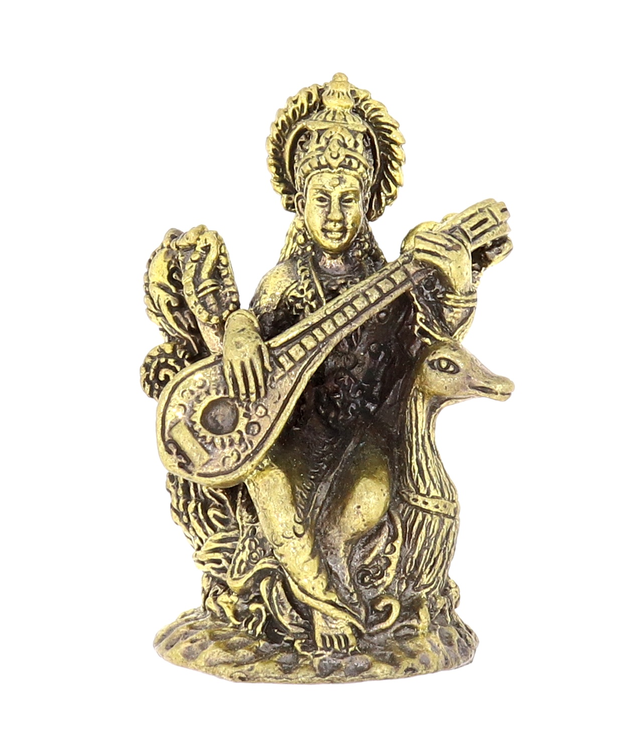 Saraswati Göttin der Weisheit Messing Figur Höhe 3 cm XI-R-19