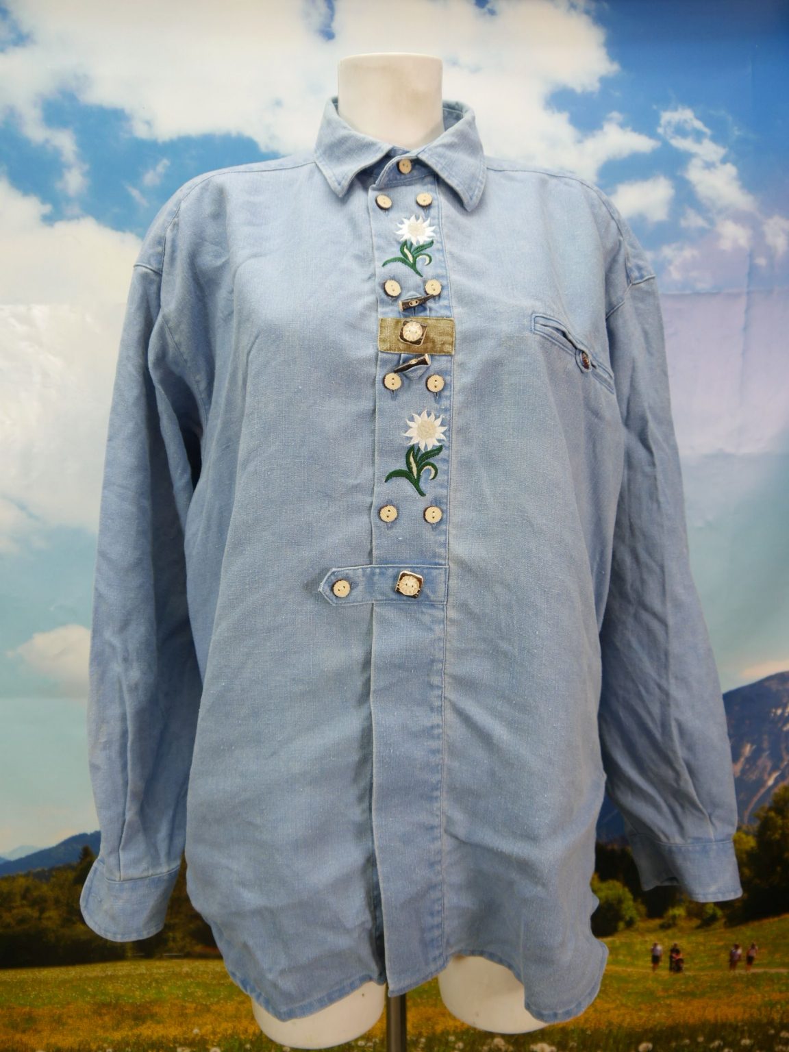 Trachtenhemd Herren Oktoberfest - Kariertes Langarmhemd Mit Stickerei