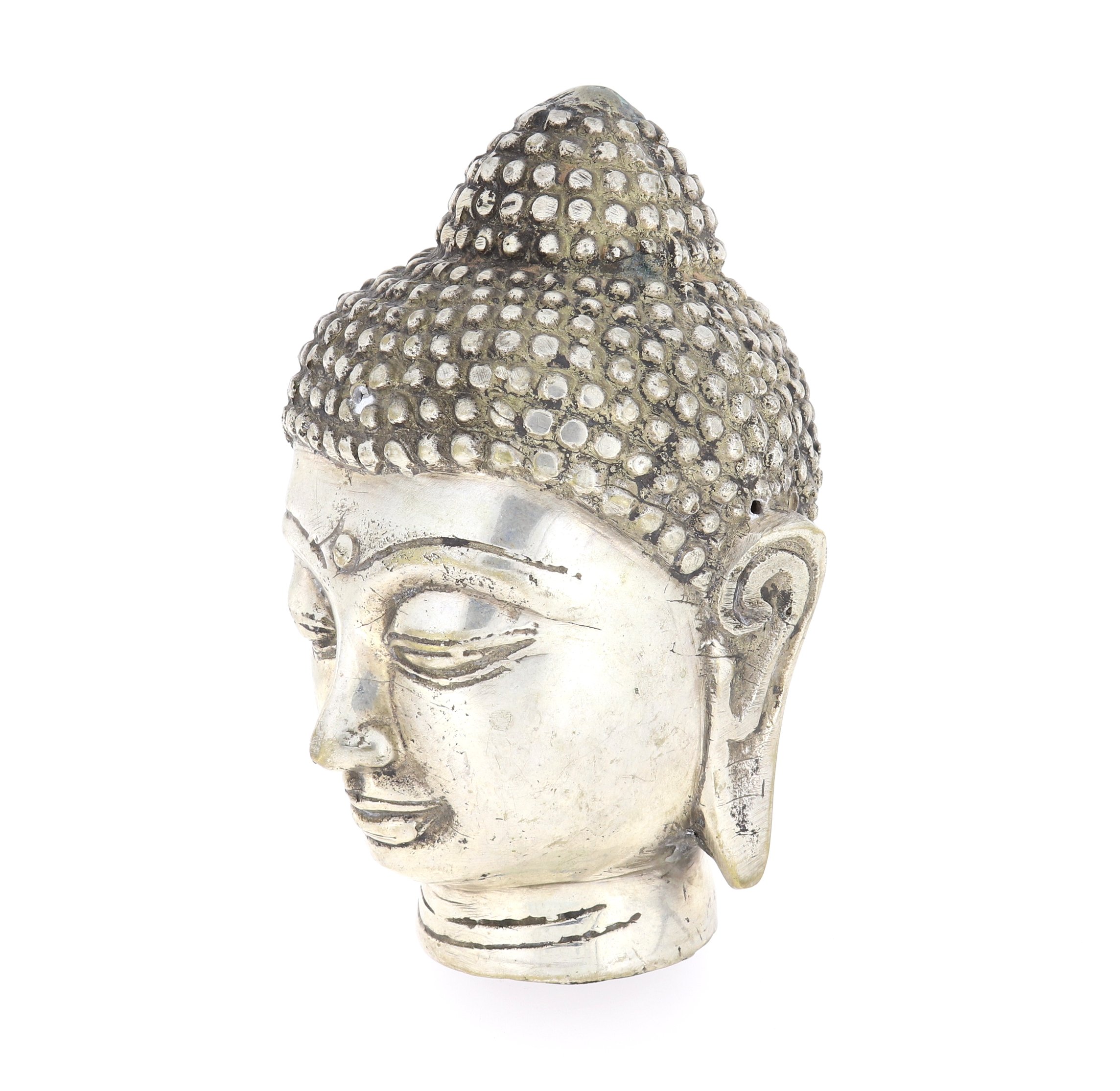 Klassischer Buddha Kopf Stil Borobodur Farbe silber Indonesien 100 mm XIII-25