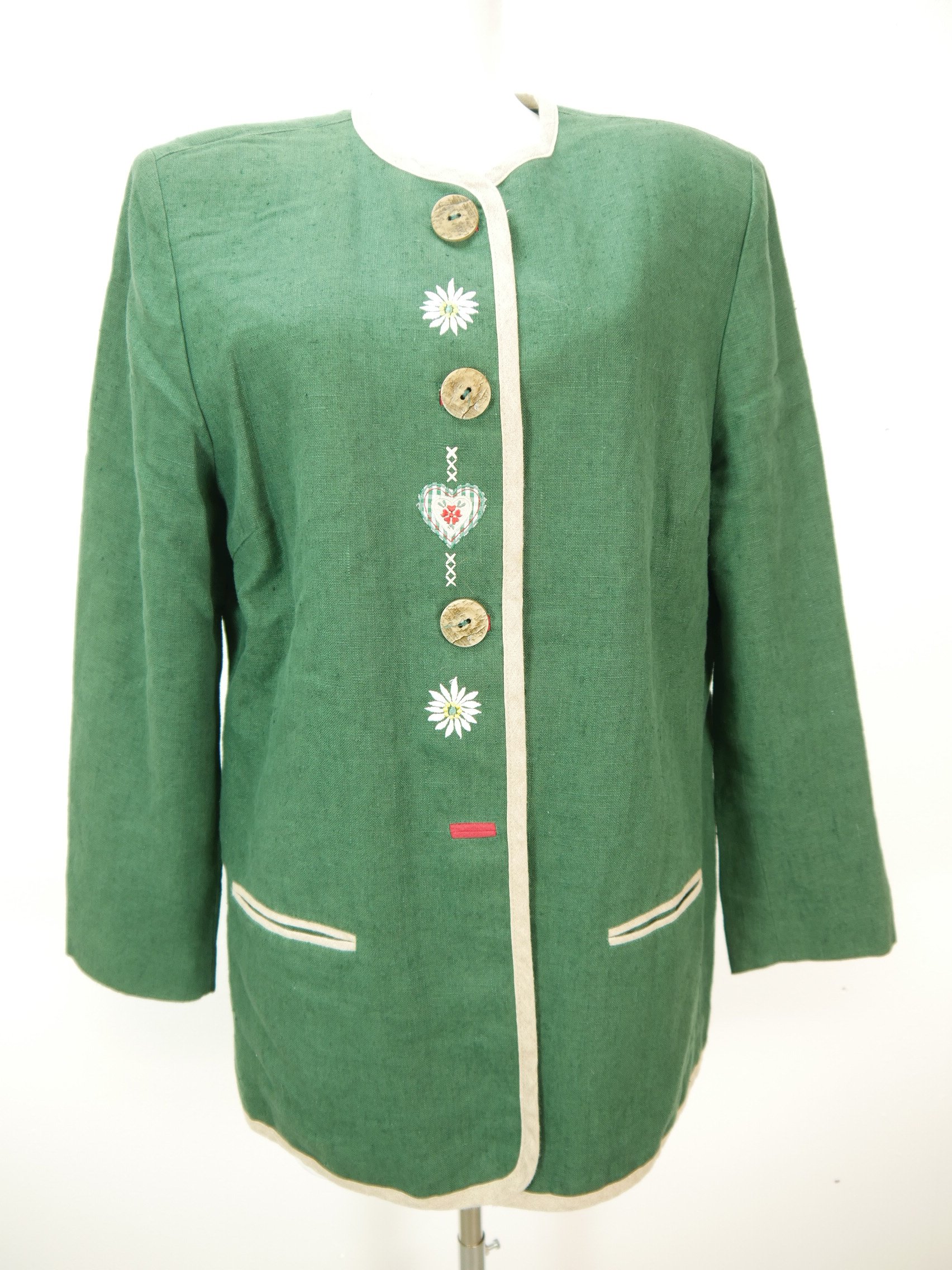 Klasse grün Janker mit Edelweißstickerei herrliche Trachtenjacke Jacke Gr.46