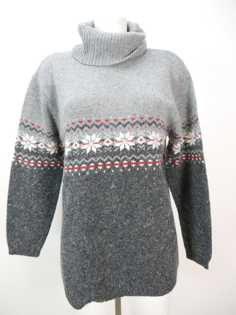 Norwegian turtleneck sweater, men’s traditional sweater, gray, slightly ...