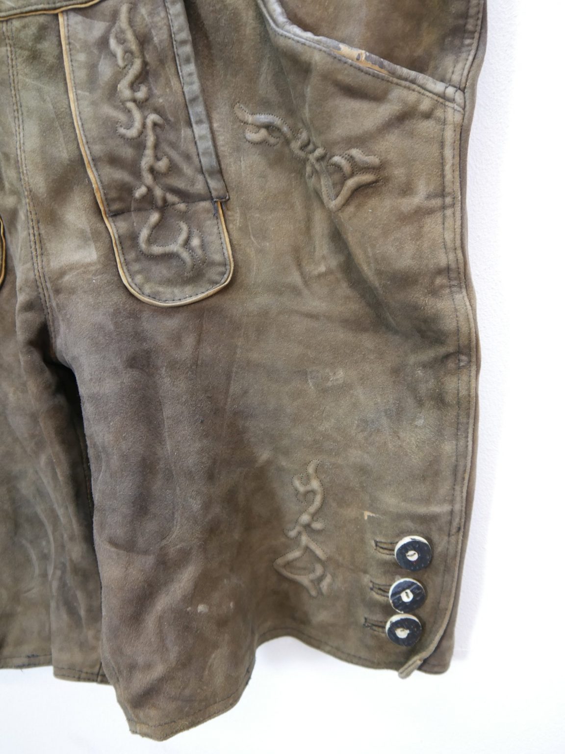 Lederhose Kurz Herren Braun - 100% Wildleder Mit Gürtel Größe 52