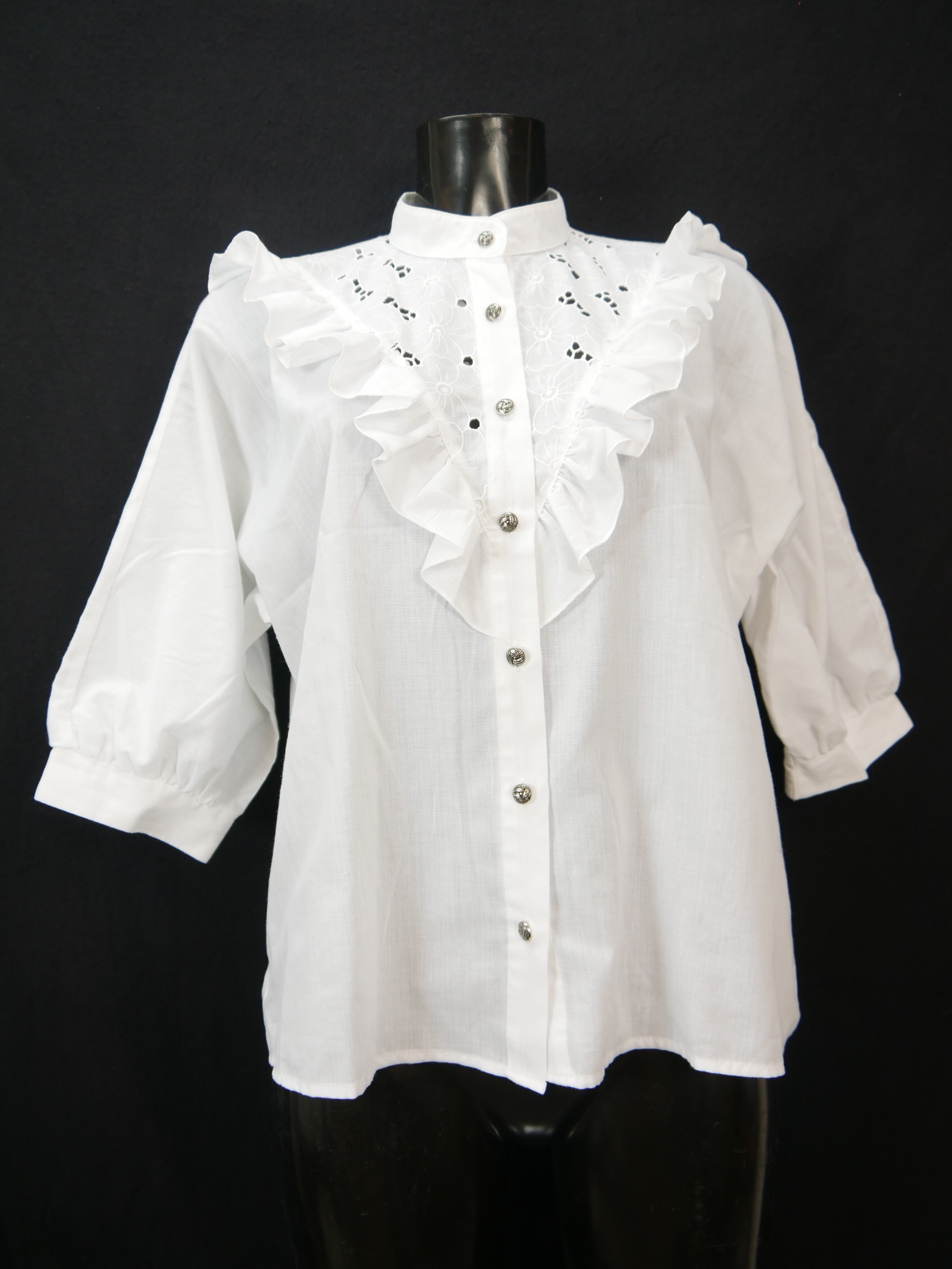 Size 44 Trachten blouse white Blouse alpine costumes cotton blend lace ...