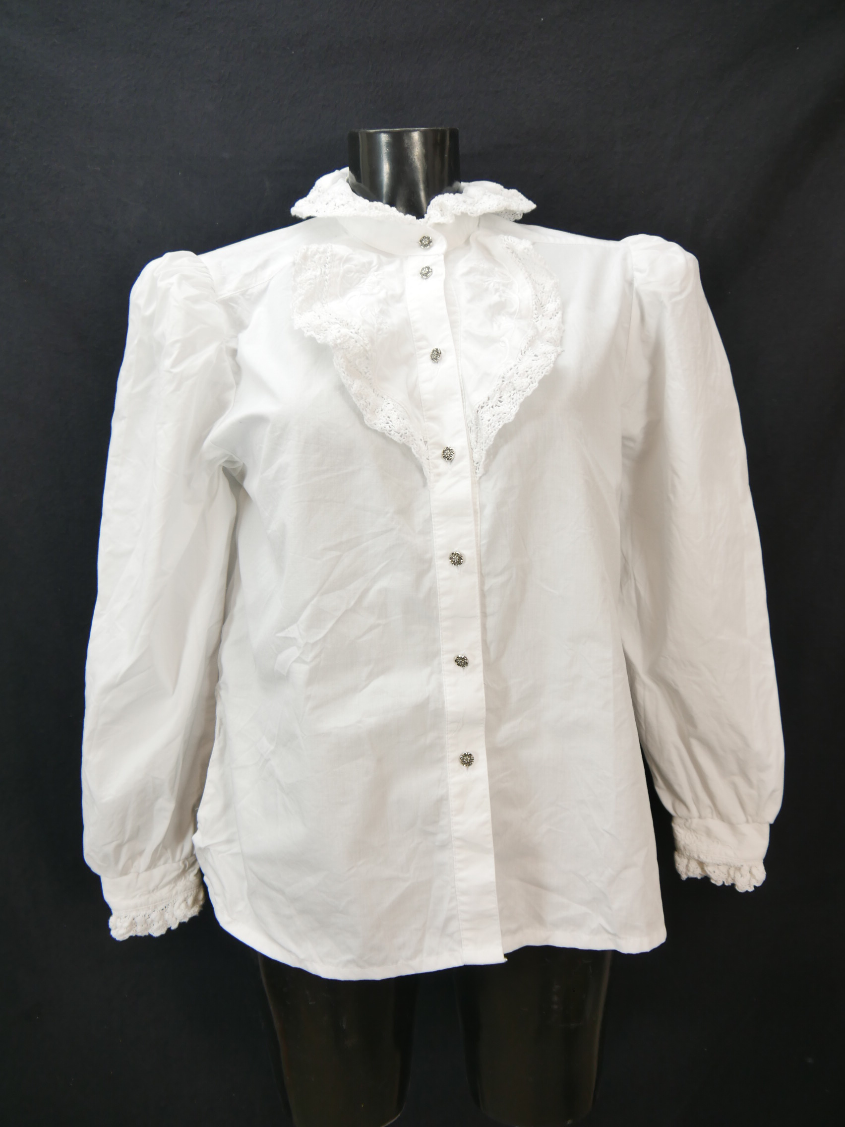 Size 38 Trachten blouse white Blouse cotton with embroidery and lace ...