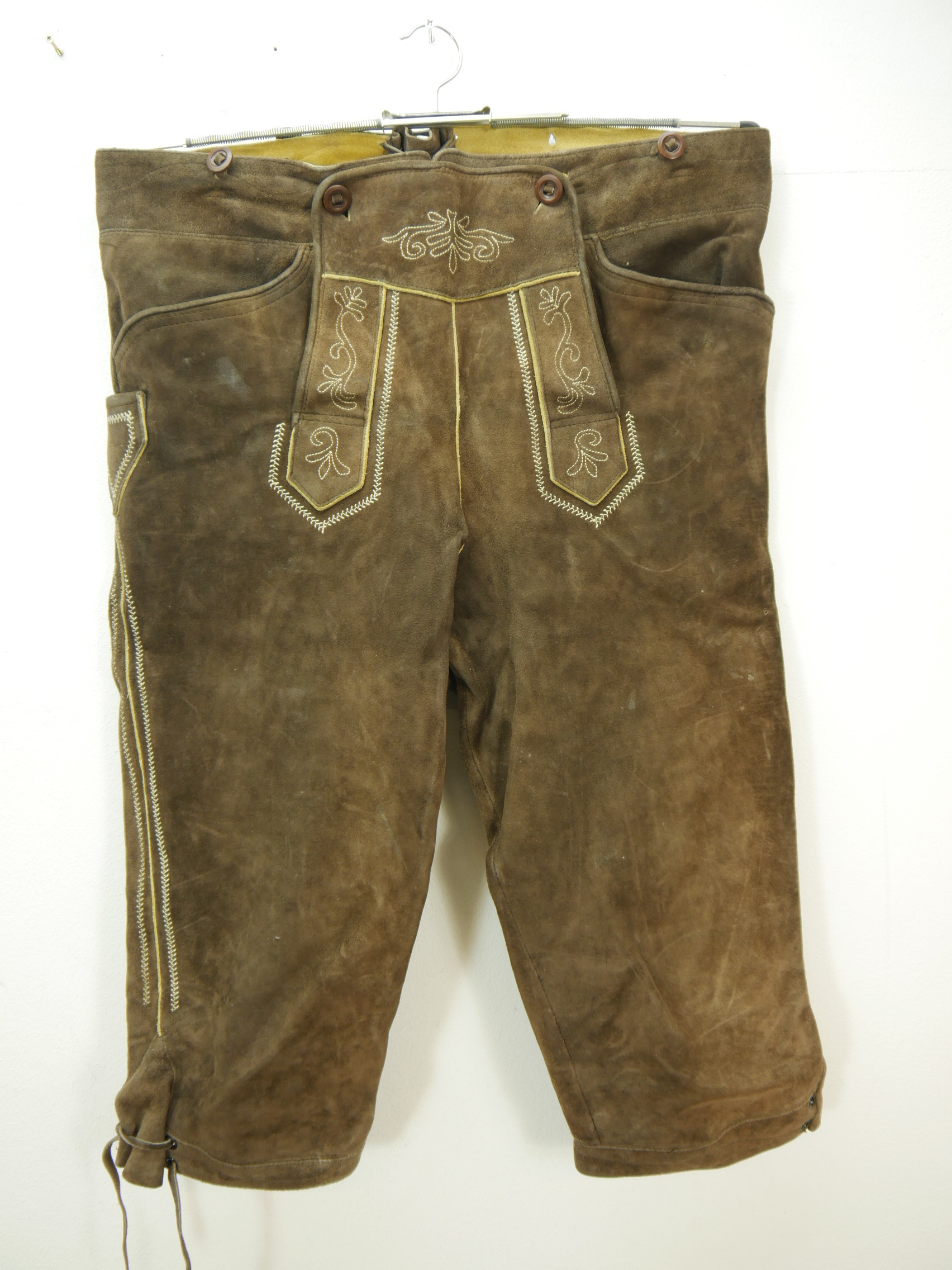 Leather pants by Alphorn with embroidery for leisure and work, brown ...