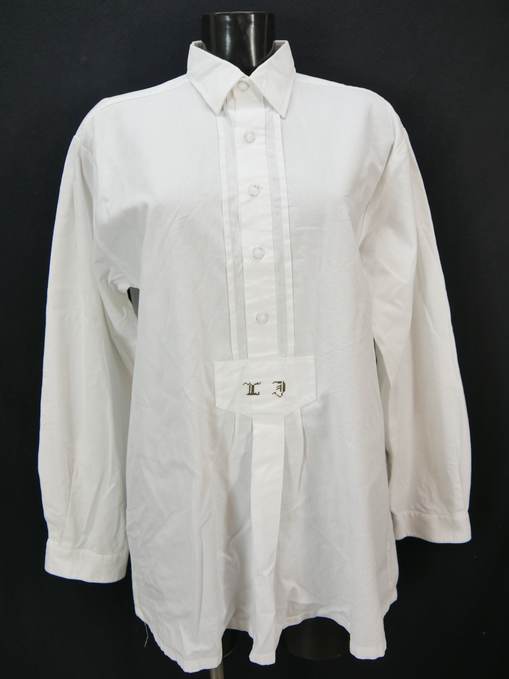 Gr.L Trachtenhemd Baumwolle weiß mit Buchstaben Stickerei klasse Hemd TH2364