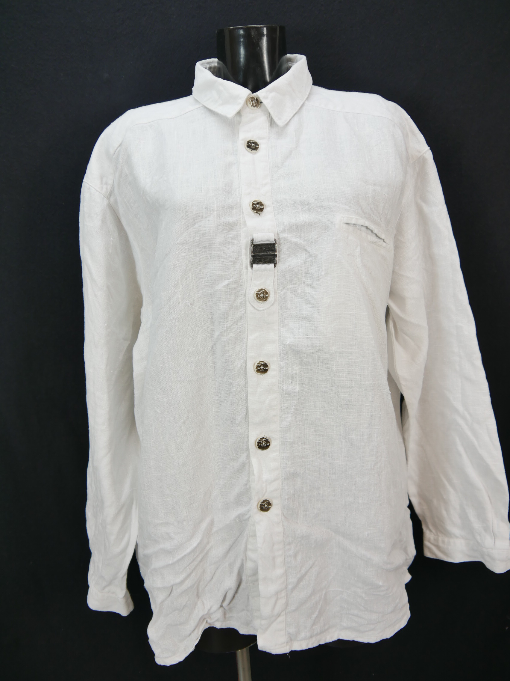 Gr.XL Trachtenhemd Country Line weiß Leinen mit Riegel fabelhaftes Hemd TH2378