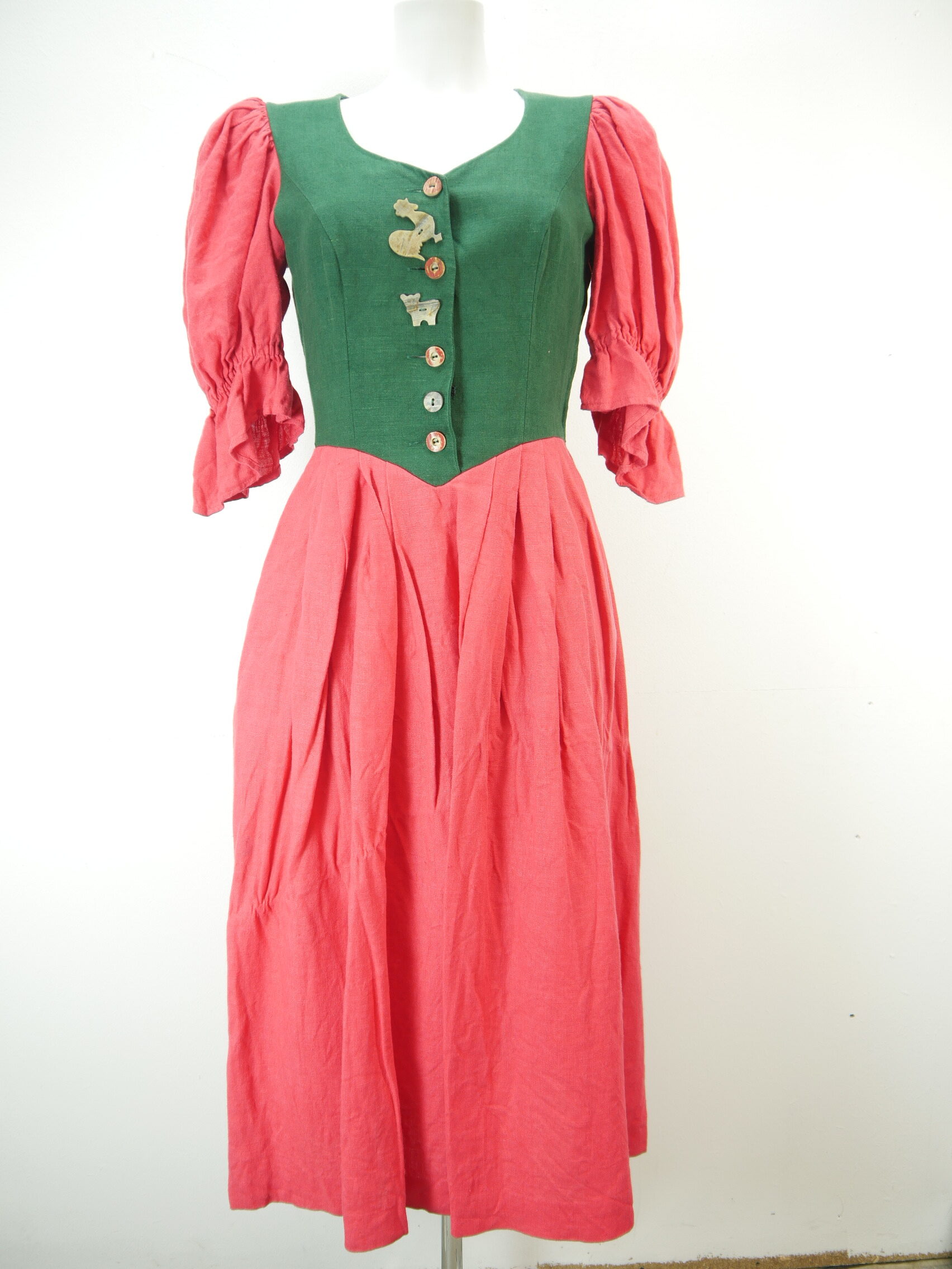 Sportalm Kitzbühel grün rot phantastisches Landhaus Kleid Trachtenkleid | Strickkleider
