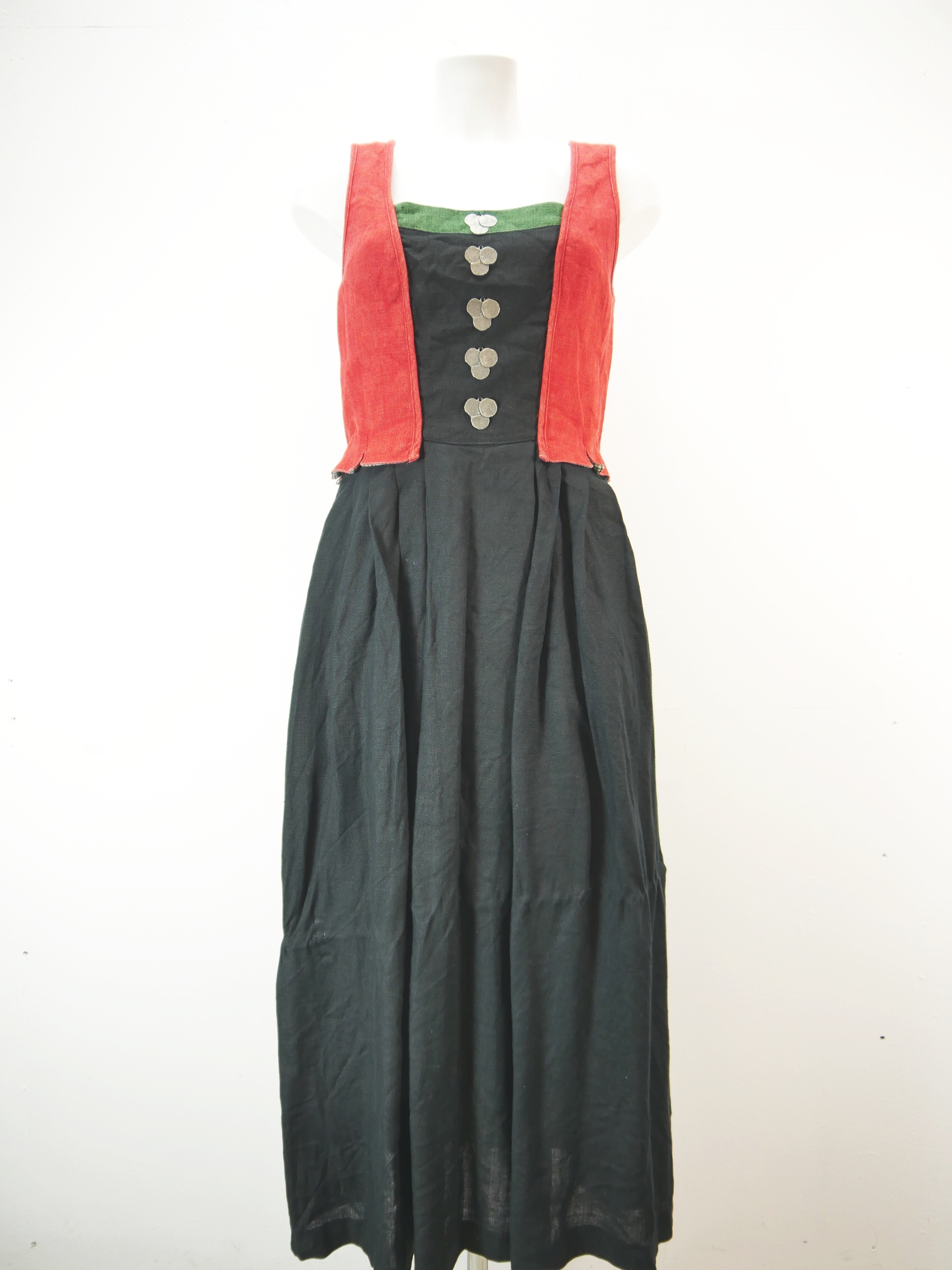 Gössl rot schwarz mit Weste großartiges süßes Landhaus Kleid Trachtenkleid Gr.38