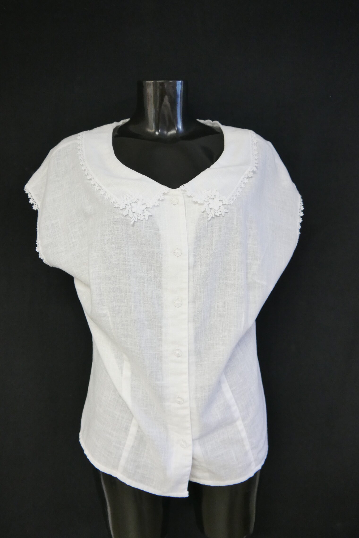 Gr.50 Trachtenbluse weiß Bluse für Dirndl Baumwollmischung ärmellos TB9592