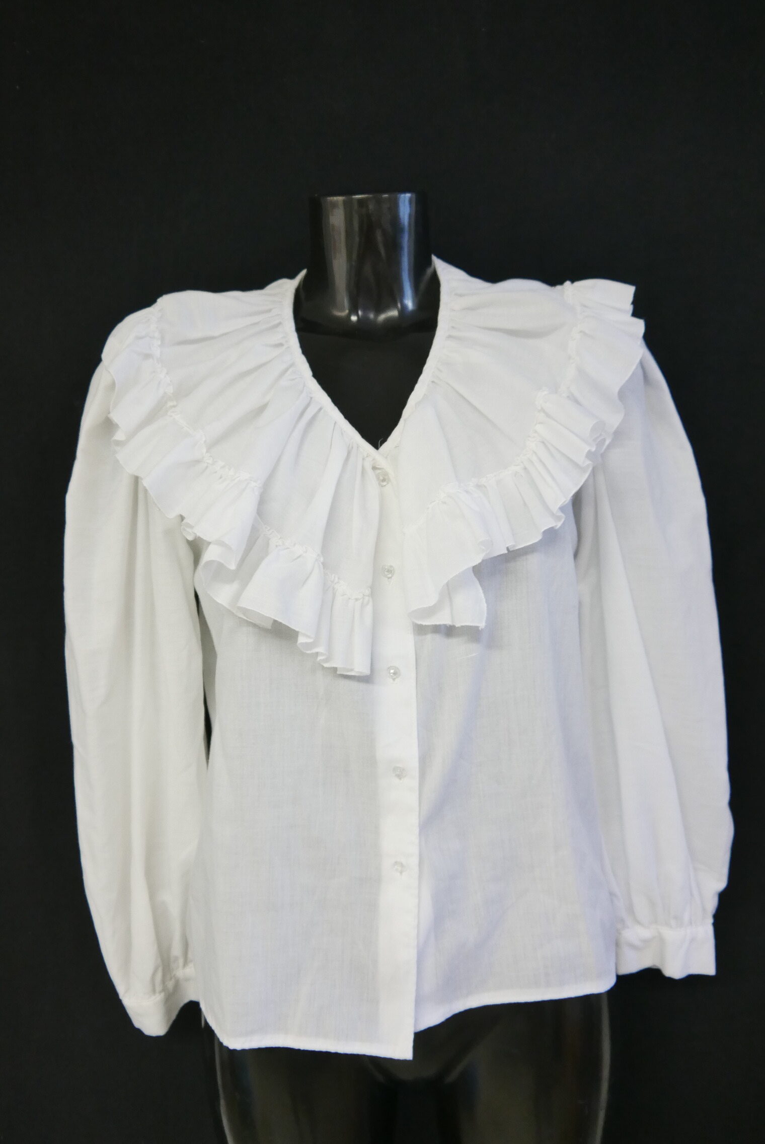 Gr.42 Trachtenbluse weiß Bluse für Dirndl Baumwollmischung mit Rüschen TB9590