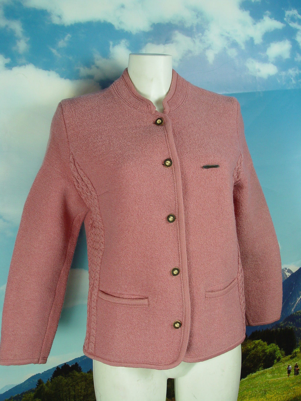 altrosa aus Österreich herrliche taillierte Walkjacke Jacke Trachtenjacke Gr.44  Trachtenecke